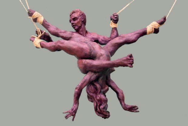 Para el Programa de Residencia de la Macolla quisiera dar continuidad a este proyecto de ¨juegos de sujeción¨ con una serie de piezas de pequeño formato que muestren escenas donde danzan a pesar de las ataduras.