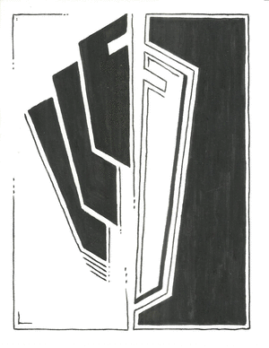 Series de dibujos de expresión gráfica. Predomina por sobre el volumen escultórico, creación de nuevos códigos emanados de las ciencias gráficas.